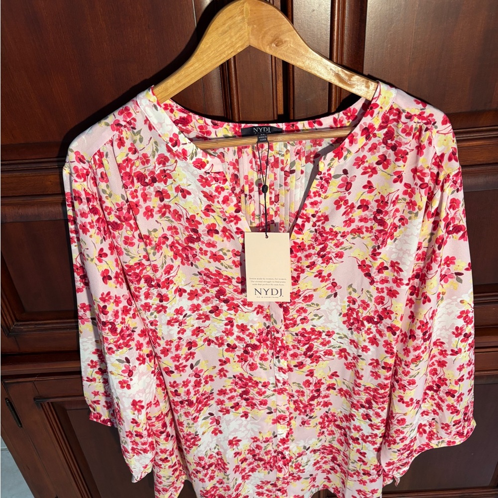 NYDJ Floral Blouse - Red and yellow pattern